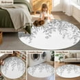 thumbnail image 5 of Round Rug 4Ft Washable Non-Slip, Eucalyptus Leaves Circle Area Rugs for Living Room Bedroom, Grey Summer Botanical Weeping Indoor Floor Mats Carpet Runner for Home Decor Aesthetic, 5 of 8