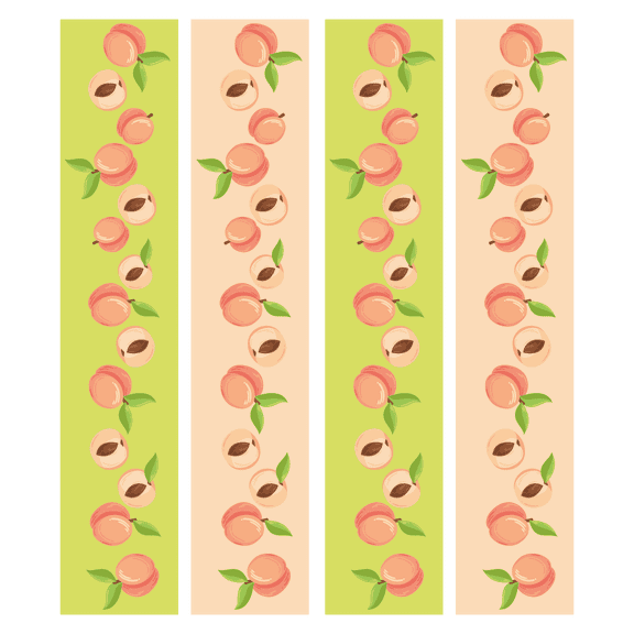 Falling Peaches with Banner Like Artwork Design Vinyl Wall Decal - Collection of Sweet Peach Fruits with Seed Inside for Living Room Wall Decoration - 20" x 23"