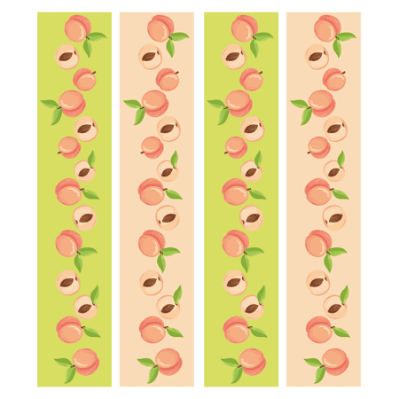 Falling Peaches with Banner Like Artwork Design Vinyl Wall Decal - Collection of Sweet Peach Fruits with Seed Inside for Living Room Wall Decoration - 20" x 23"