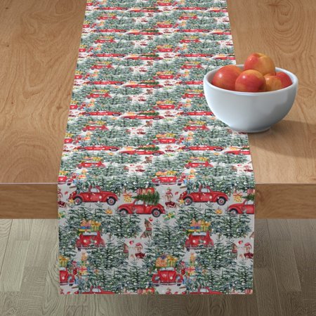 

Cotton Sateen Table Runner 108 - Christmas Puppy Year Dachshund Gray Watercolor Dogs Xmas Pet Tree Winter Holidays Kids Holiday Print Custom Table Linens by Spoonflower