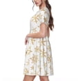 thumbnail image 2 of Lsque gold Snowflake print Print Women's Casual Dress T-Shirt Summer Short Sleeve Scoop Neck Swing Dresses, 2 of 6