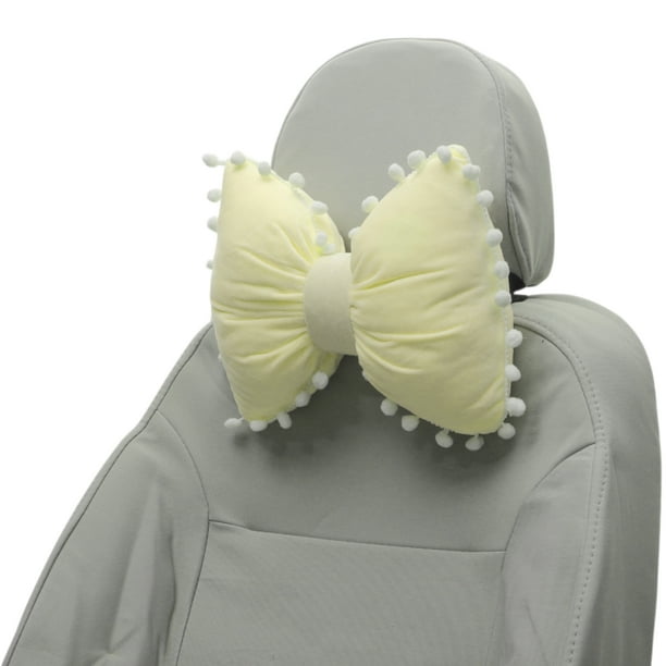 Almohada para la Cabeza del Automóvil Unique Bargains, Soporte Ergonómico y Cómodo para el Cuello, Almohada de Felpa de Espuma Viscoelástica, Amarillo, 2 Pcs