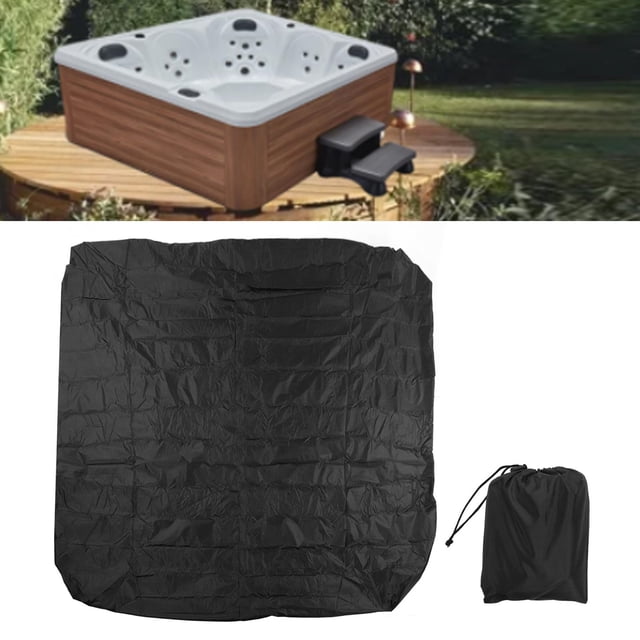 Housse de Protection pour Baignoire Extérieure 190 Polyester Taffetas Enduit d'Argent Imperméable Couverture de Source Chaude Carrée Spa Bain Housse Imperméable