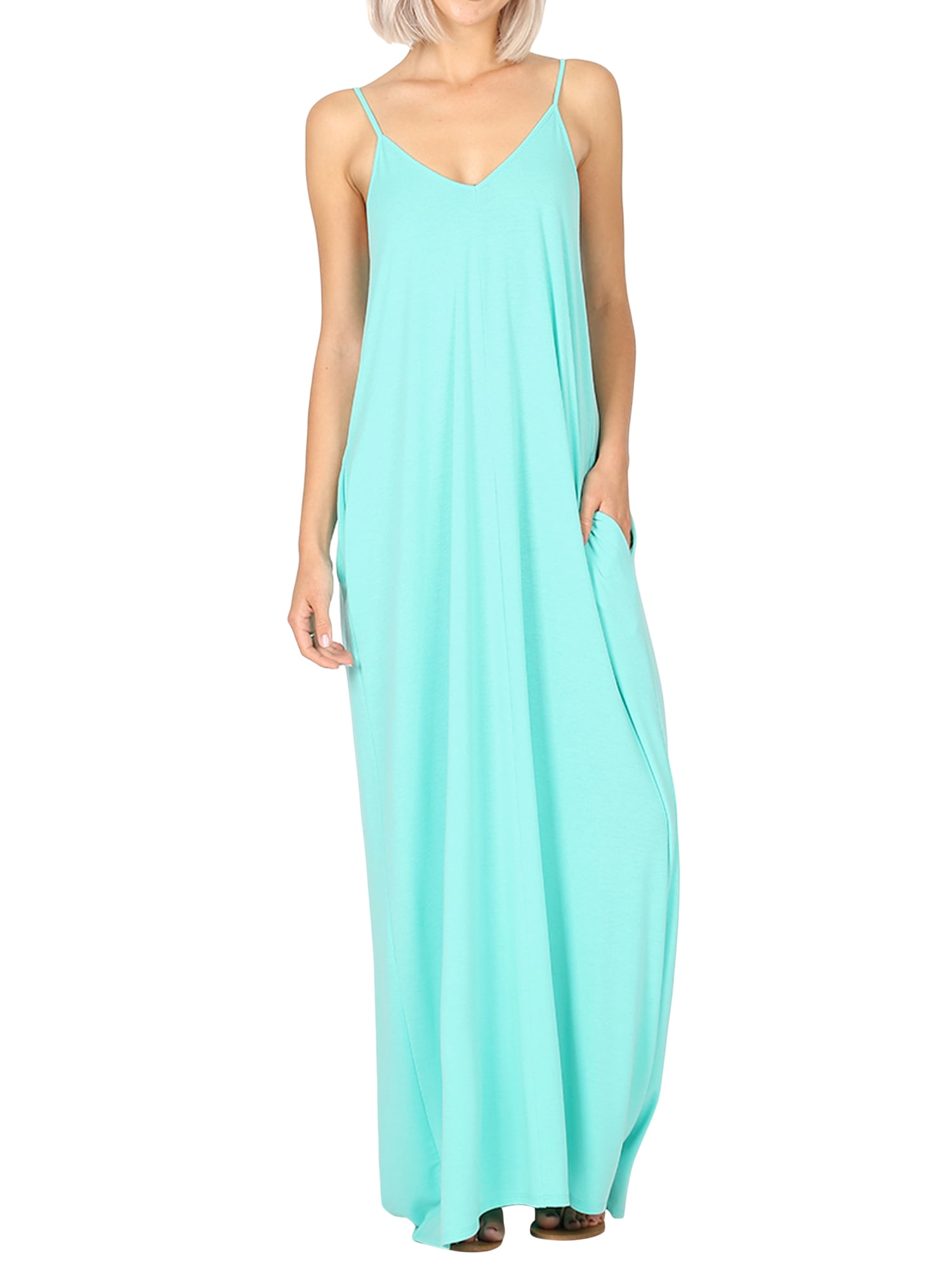 Ladies Splash Blue Coral Cami Long Summer Flared Beach Dress Top Vest Plus Size 