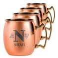 thumbnail image 1 of PERSONALIZED Monogram Letter Name Custom Engraved Moscow Mule Mug With Sturdy Handle and Round Rolled Rim, Classic Smooth Copper Finish 18oz, Bold, Set of 4, 1 of 6