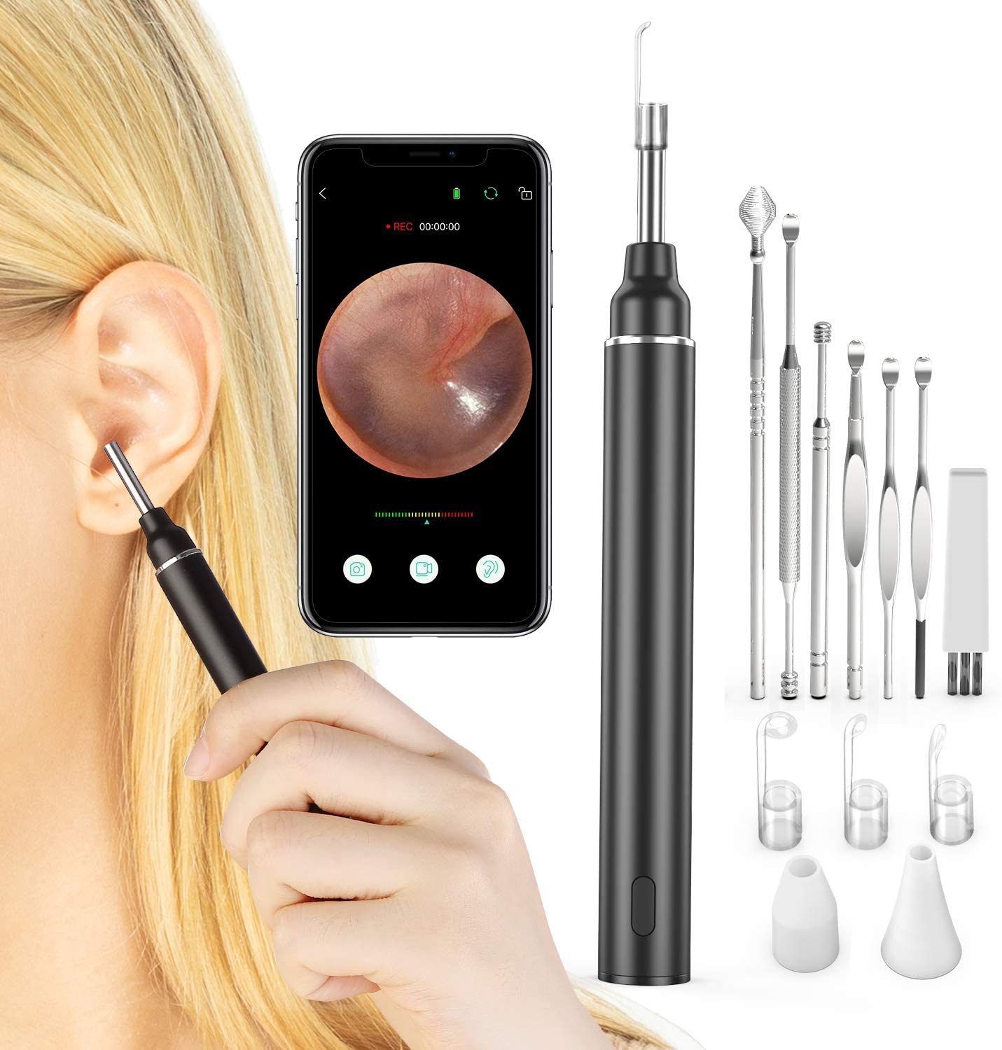 VITCOCO 1920P Wireless Otoscope, Ear Wax Removal with 12 Pieces