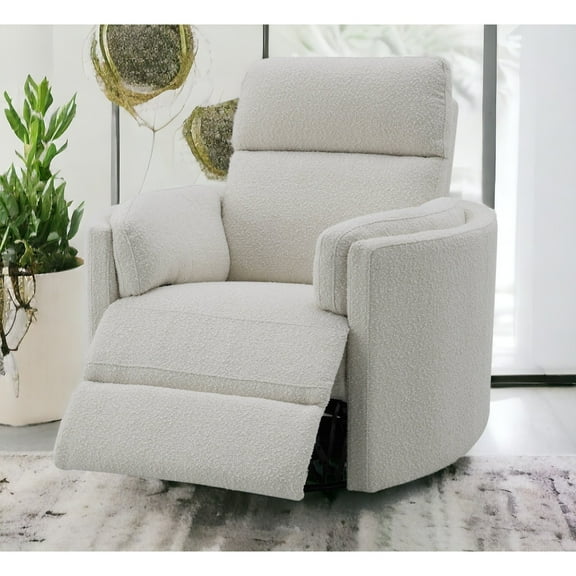 Miekor Furniture Sagen Beige Boucle Glider Recliner with Swivel 87938