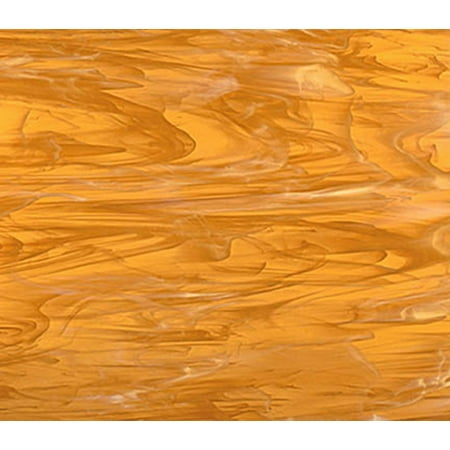 OCEANSIDE STAINED/FUSING GLASS SHEETS - LIGHT AMBER/WHITE WISPY FUSIBL (Small 8" x 12")