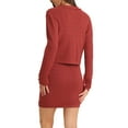 thumbnail image 3 of INSPIRE CHIC 2 Piece Suit for Women's Stretch Sweater Short Jacket and Skirt Casual Sets M Red, 3 of 6