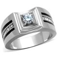 thumbnail image 1 of Alamode TK1814-11 Men High Polished Stainless Steel Ring with AAA Grade CZ in Clear - Size 11, 1 of 1