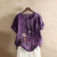 thumbnail image 2 of EQWLJWE Chemises pour Femmes Liquidation T-Shirts pour Femmes Manches Courtes Décontractées Col Rond Imprimé Ample Tunique Chemise Blouse Hauts, 2 of 5