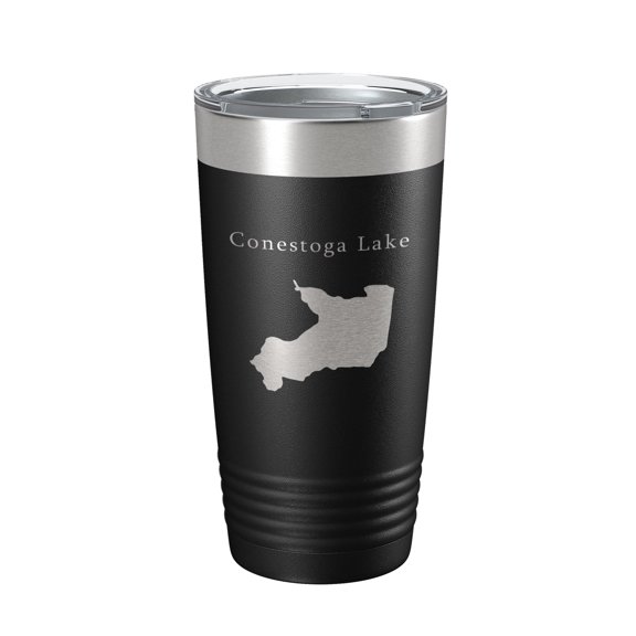 Conestoga Lake Map Tumbler Travel Mug Insulated Laser Engraved Coffee Cup Nebraska 20 oz Black