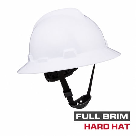 Hyper Tough Full Brim Safety Hardhat, White