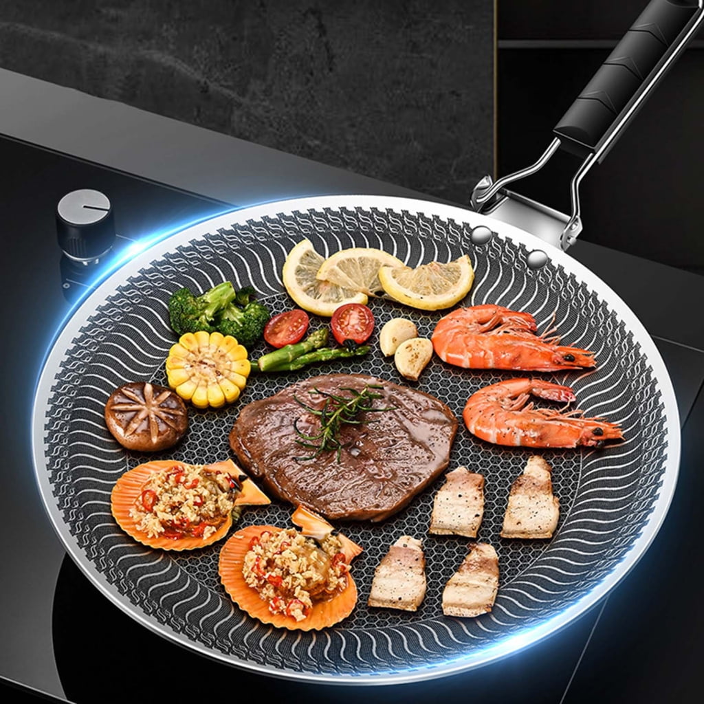 Grills Pans Outdoor Campings Fryings Pans Nonstick Round BBQ Griddle Barbecues Plate for Inductions, Stove,Electric