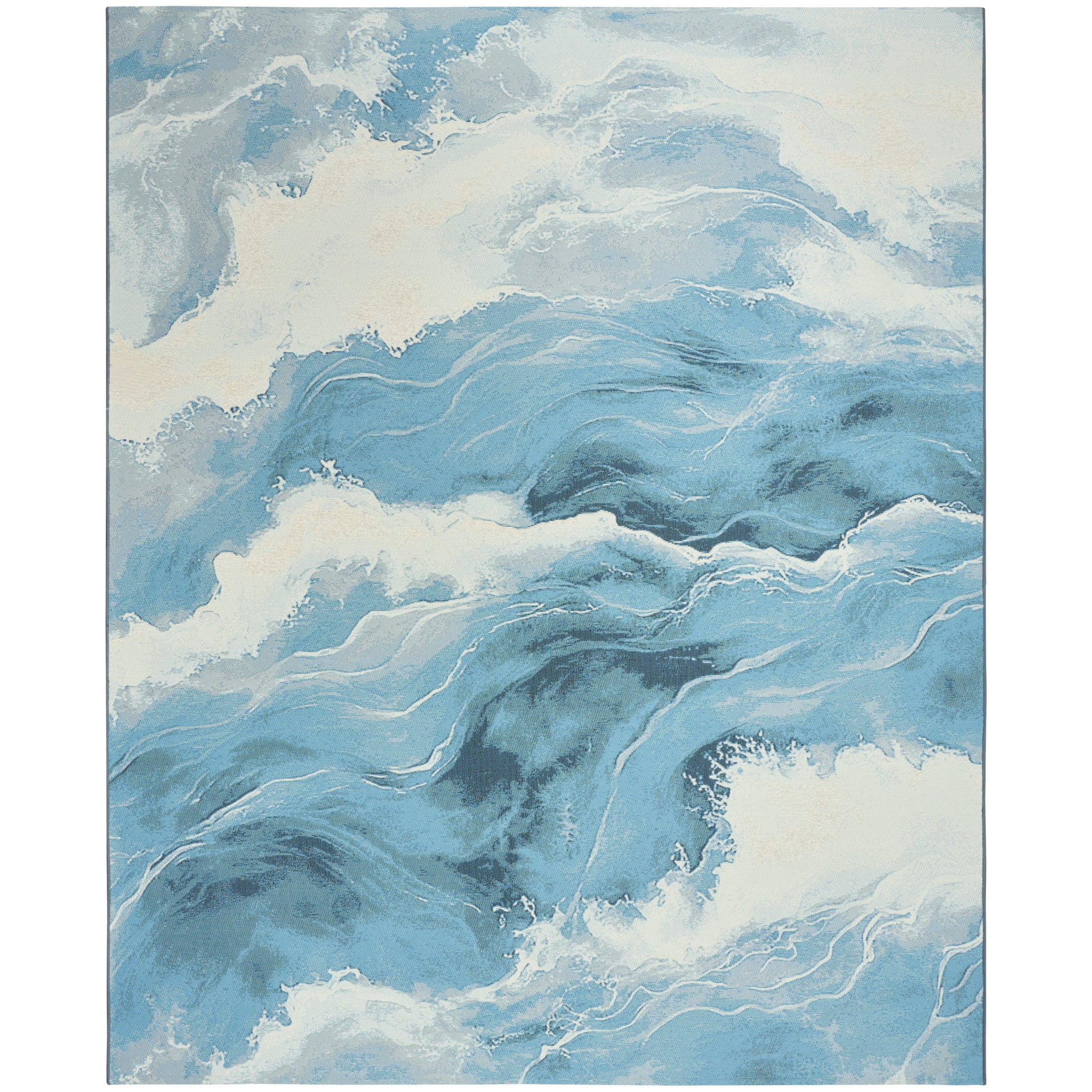 Nourison Color Splash 9'10" x 13'2" Ivory Blue Coastal, Nautical & Beach Rug