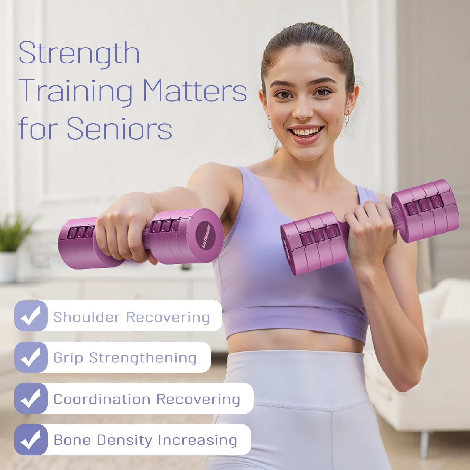EAST MOUNT Adjustable Dumbbells Set of 2 / 10 lb Pair Total Free Weights 4 in 1 Hand Weights for Women Home,Office,Gym Exercise Versatile Training