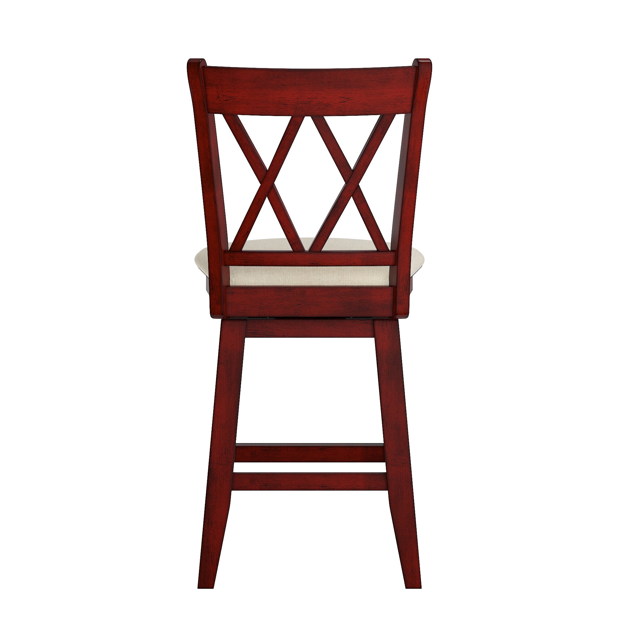Weston Home Sheena Double X Back 24-inch Counter Height Wood Swivel Stool, Antique Berry Red