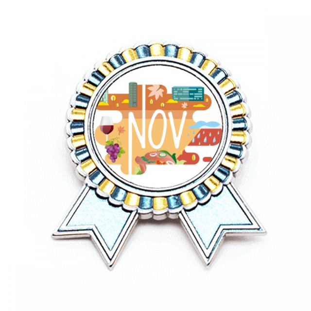 Mes de noviembre luz temporada ilustración Insignia broche Medalla ganadora