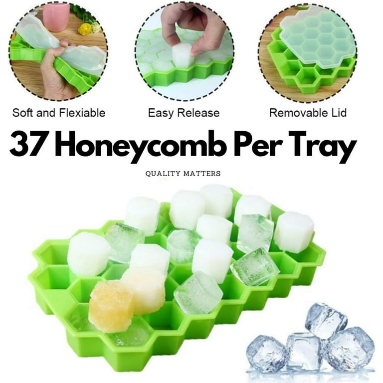 Flexible BPA Free Ice Cube Mold Trays with Lid Covers for Freezer - Silicone  111 Ice Molds 3 Pack Ice Cubes for Cocktails Whiskey and Chilled Drinks 