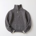 thumbnail image 2 of Povozer Boys and Toddlers' Quarter-Zip Cable-Knit Relaxed-Fit Sweater(Gray,5-6 Years), 2 of 6