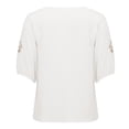 thumbnail image 4 of TRUBKH Embroidered Tops for Women Boho Peasant Shirts Button Down Floral Shirts Bohemian Clothes Flowy Tunics Blouses Boho Tops for Women Breathable Embroidered Short Sleeve V Neck Shirts White 2XL, 4 of 9