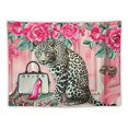 thumbnail image 5 of BCIIG Girls Black White Leopard Cheetah Print Tapestry Kids Pink Glitter Sliver Diamond Wall Hanging Art,Modern Fashion Beauty Theme Wall Blanket Women Heels Rose Decor Porch Hangings Painting, 5 of 6
