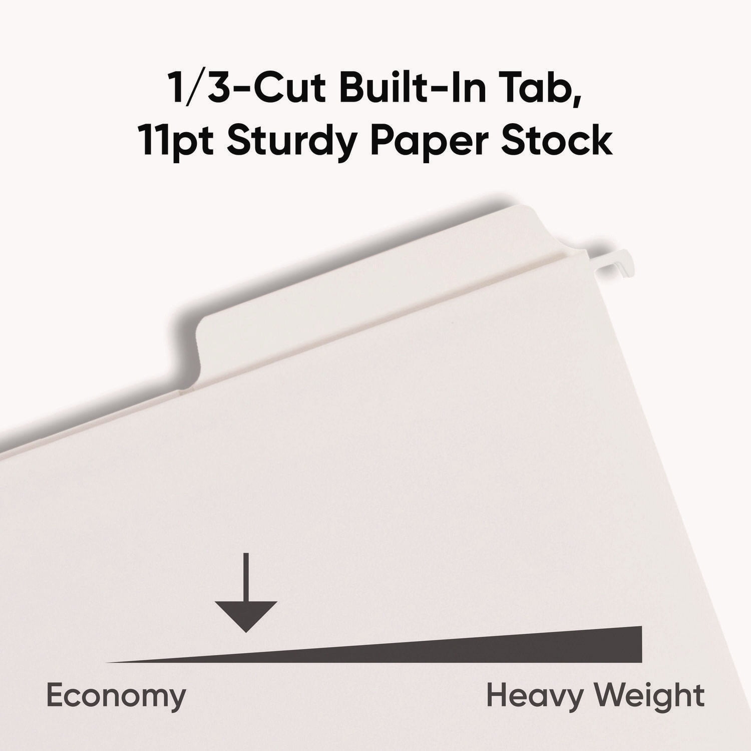Smead FasTab® Hanging File Folder, 1/3-Cut Built-In Tab, Letter Size, White, 20 per Box (64002)