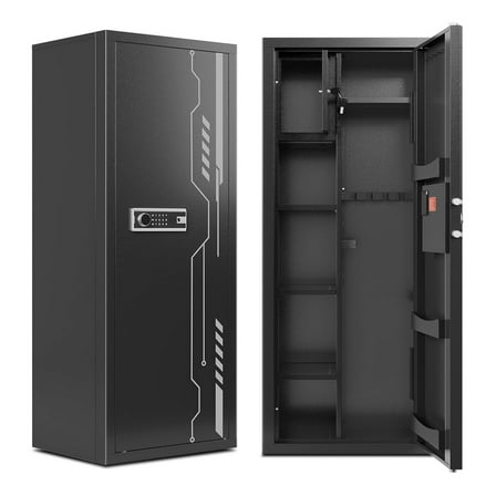 KAER 8-12 Gun Safe, Multi-Function Gun Safe for Rifle and Shotgun, Large Unassembled Gun Cabinet with Removable Shelf and Rifle Rack