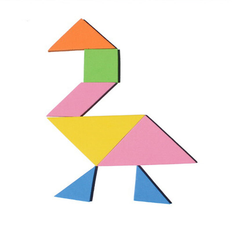 4Set 7-Rainbow Color Tangram DIY Plastic Brain Puzzle Kids Educational Toys JF 