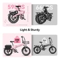 thumbnail image 4 of Jasion EB6 Electric Bike for Adults, 1000W Peak Motor Folding Ebike with 48V Removable Built-in Battery, Up to 50 Miles, 20" Fat Tire Foldable Electric Bicycle, UL 2849, 4 of 9