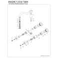 thumbnail image 3 of Kingston Brass KS3243AX Vintage Double-Handle Wall Mount Bathroom Faucet, Antique Brass, 3 of 5