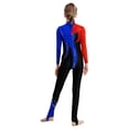 thumbnail image 2 of Haitryli Kids Girls Full Body Unitard Shiny Rhinestones Gymnastics Leotard Dance Bodysuit Long Sleeve Jumpsuit Red&Blue 6, 2 of 7
