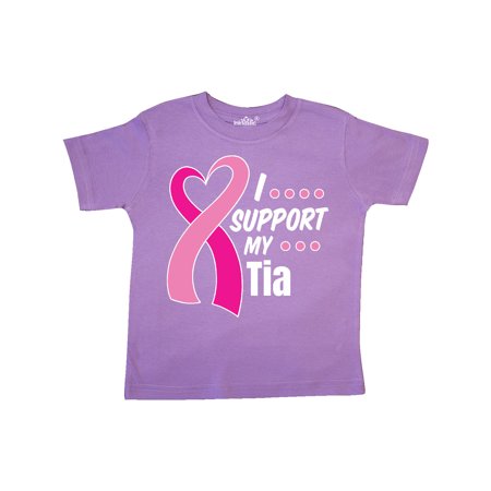 

Inktastic Breast Cancer Awareness I Support My Tia with Pink Ribbon Gift Toddler Boy or Toddler Girl T-Shirt