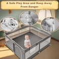 thumbnail image 3 of Baby Playpen XVISHX Playard para interiores y exteriores, gris, 127 x 127 cm, 3 of 7