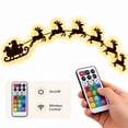 thumbnail image 5 of JWZZYD LED Christmas Santa Sleigh Reindeer Wall Art, Backlit Metal Silhouette Sign, Warm Light Holiday Wall Decor with Remote for Indoor Home Decoration, 5 of 6