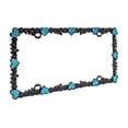 thumbnail image 3 of Creathome 3D Shining Daisy Heart License Plate Frame from Pure Zinc Alloy Metal Perfect Plate Holder, Matt Black with Blue Glitter, Luminously Heart, 3 of 8