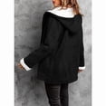 thumbnail image 6 of Women'S Fleece Collar Long Sleeve Hooded Button-Down Jacket with Pockets Black XL, 6 of 7