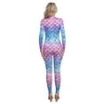 thumbnail image 3 of Sxiwei Women's Mermaid Jumpsuit Fish Scales Print Catsuit Long Sleeve Full Body Suits Swimsuits Type G M, 3 of 8