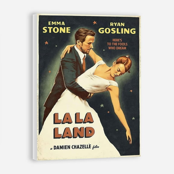 Lala Land Movie Poster, Ryan Gosling Dancing Retro Funny Vintage Poster Wall Art, Art Print Canvas Posters
