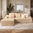 thumbnail image 2 of Ovios Corduroy L-Shaped Sectional Sofa with Chaise, No Assembly Required, Modular Comfy Couch, Beige(Left Facing Chaise), 2 of 9
