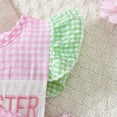 thumbnail image 5 of REDARER Girls "LITTLE SISTER" Plaid Romper, Fly Sleeve Bodysuit with Bows for Summer Casual Wear,0-3 Months, 5 of 6