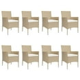 thumbnail image 2 of vidaXL 9 Piece Garden Dining Set with Cushions Beige Poly Rattan, 2 of 5
