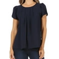 thumbnail image 5 of MOA Collection Women's Casual Pleated Front Petal Cap Sleeve Round Neck Blouse, 5 of 6