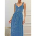 thumbnail image 4 of Women'S Strap Maxi Denim Dress Summer Sleeveless Halter Bodycon Maxi Dresses Dark Blue XL, 4 of 7
