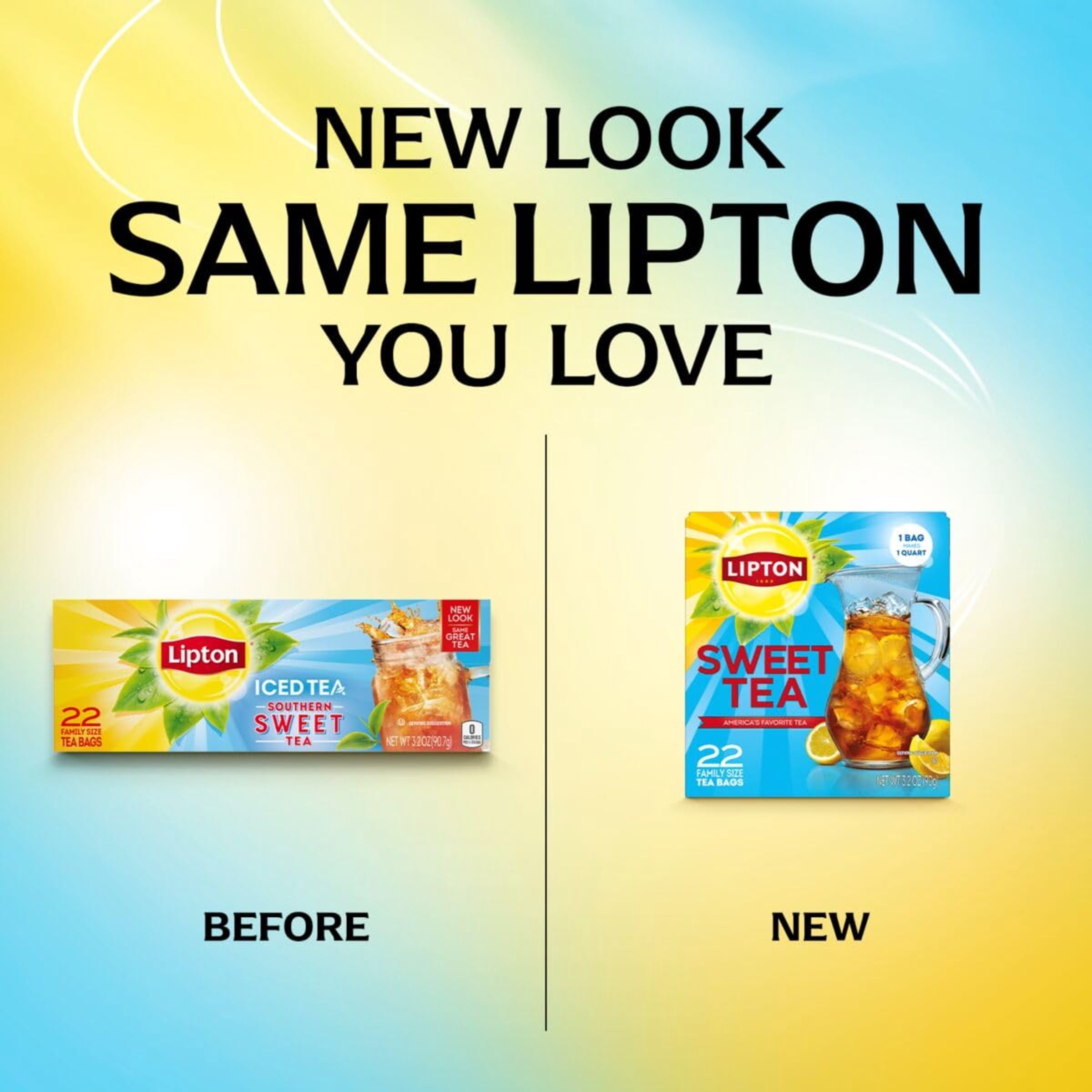 Lipton Southernn Sweet Iced Tea Bags, Family Size, 22 Count (Pack of 6)
