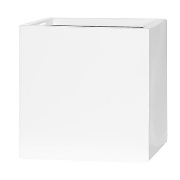 Pottery Pots Elegant White Square Indoor Outdoor Planter Pot – Elegant Cube Shaped Flower Pot - 10”H x 10”W x 10”L
