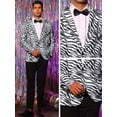 thumbnail image 4 of Unique Bargains Men's Animal Printed Blazer Vintage Slim Fit One Button Sports Coats 2XL Black White, 4 of 6