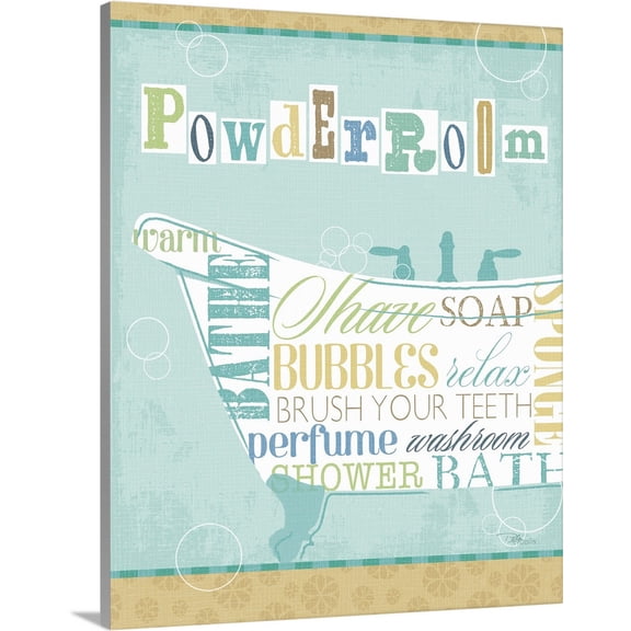 Great BIG Canvas | "Bathroom Words Tub I" Canvas Wall Art - 24x30