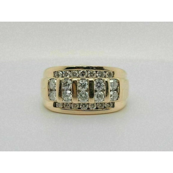 New Men's Band Engagement Ring 14K Yellow Gold Plated Silver 2Ct Round Cut VVS1/D Diamond