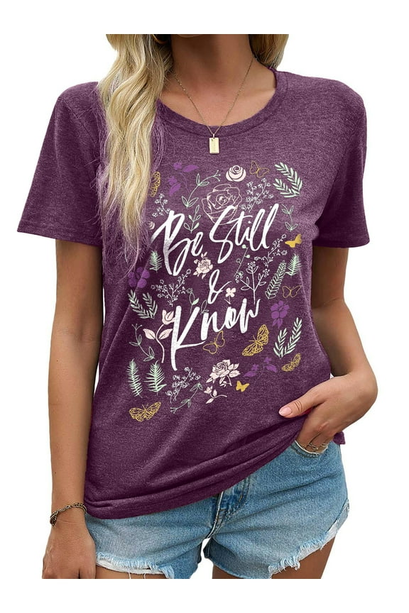 Womens Plus Size T-shirts Round Neck Shirts for Women Short Sleeve Loose Graphic Tees